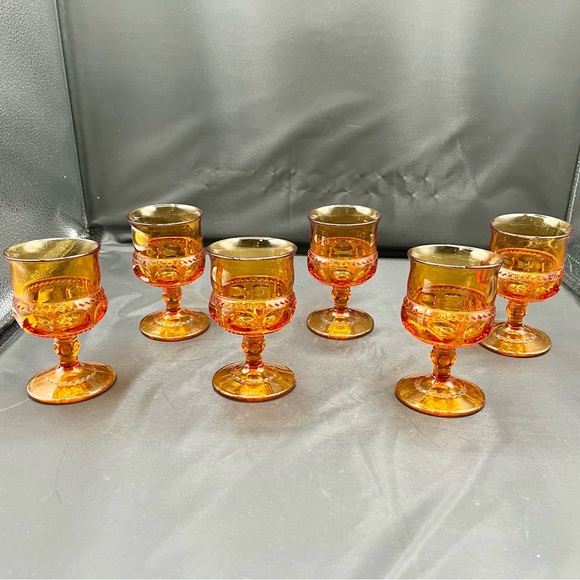 1960s Royal Amber small goblets set of 6 - Picture 2 of 12